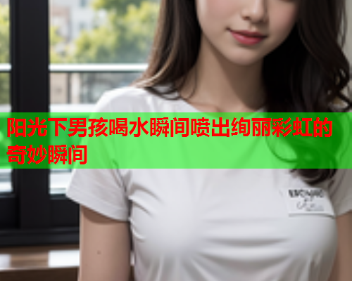 阳光下男孩喝水瞬间喷出绚丽彩虹的奇妙瞬间